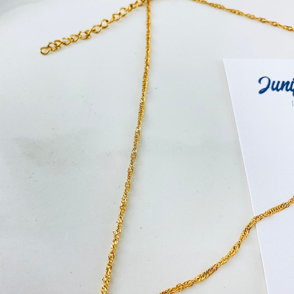 18K Yellow Gold Plated Stainless Steel Twisted Water Wave Chain Necklace - Picture 11 of 11